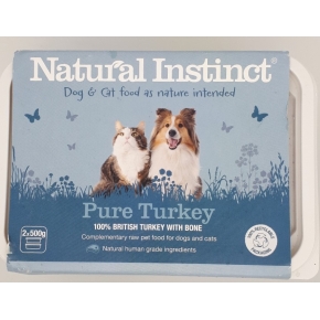 Natural Instinct Pure Raw Turkey Dog & Cat 2 X 500g Twin Pack Frozen